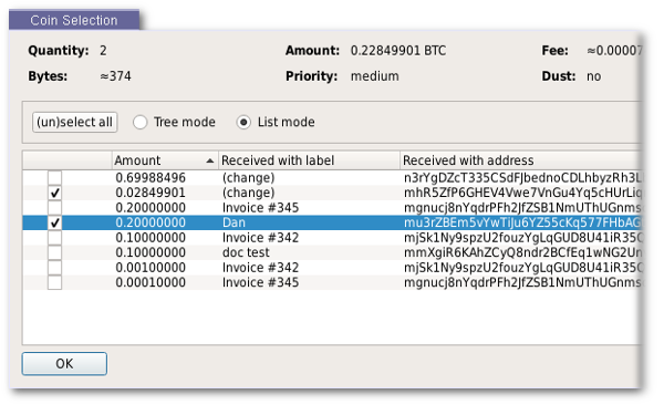 bitcoin coin control features